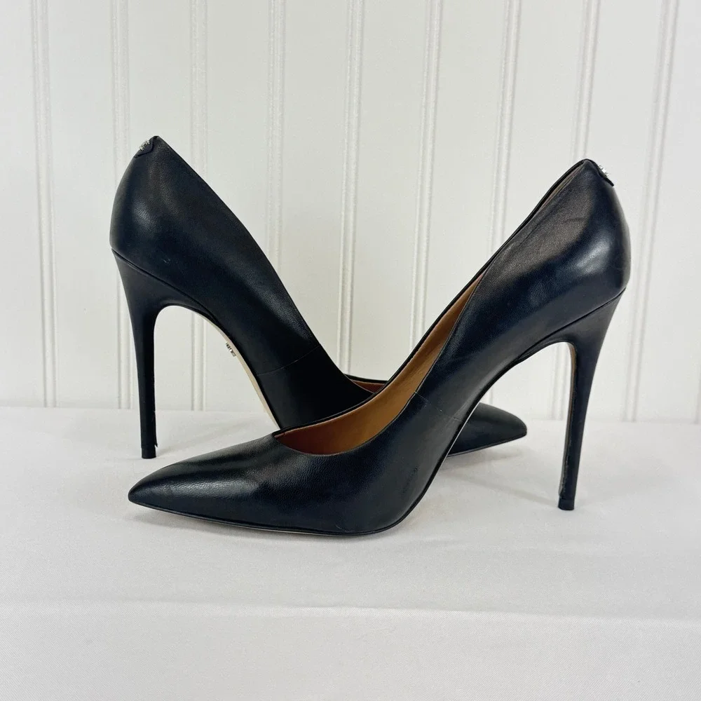 Sam Edelman Black Leather Pointed Toe Stiletto Heels